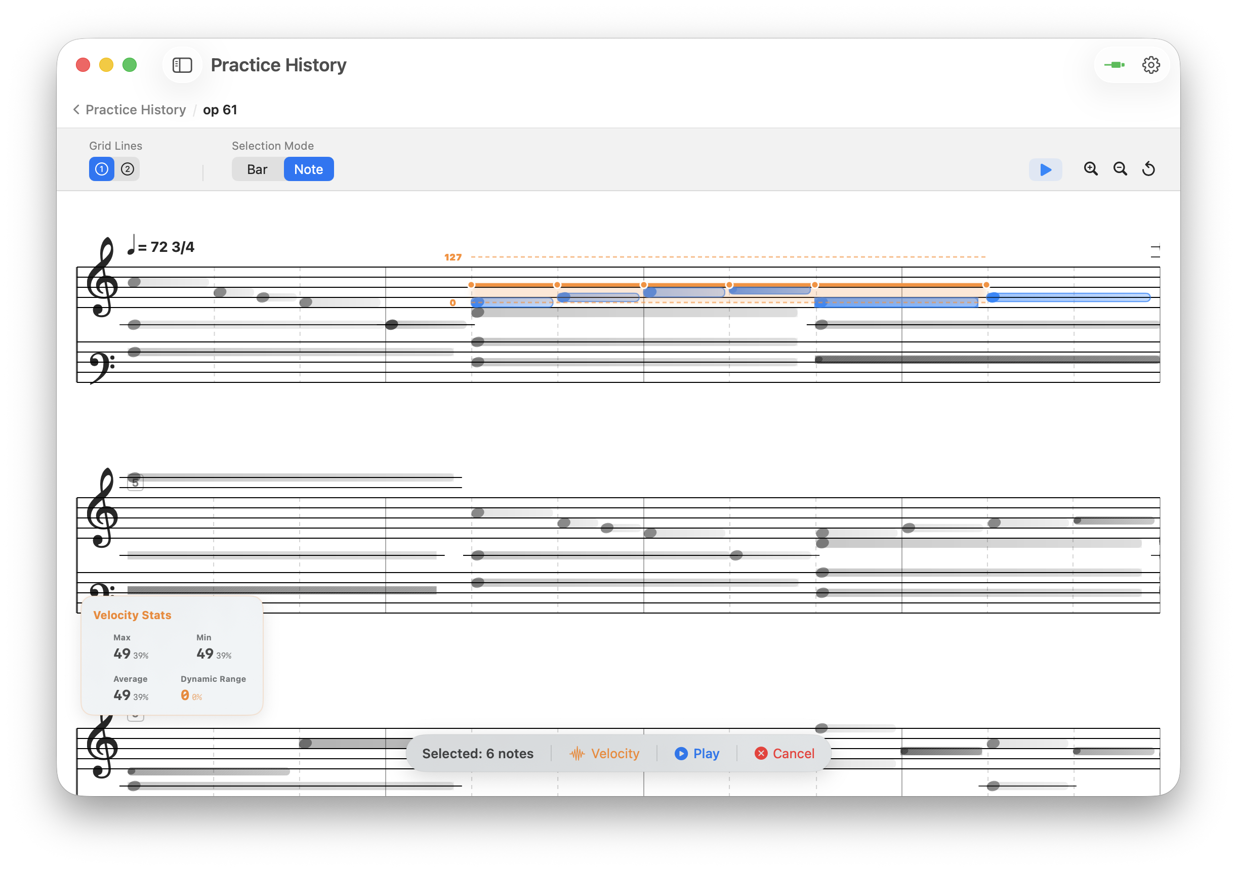 TempoPro selected note playback