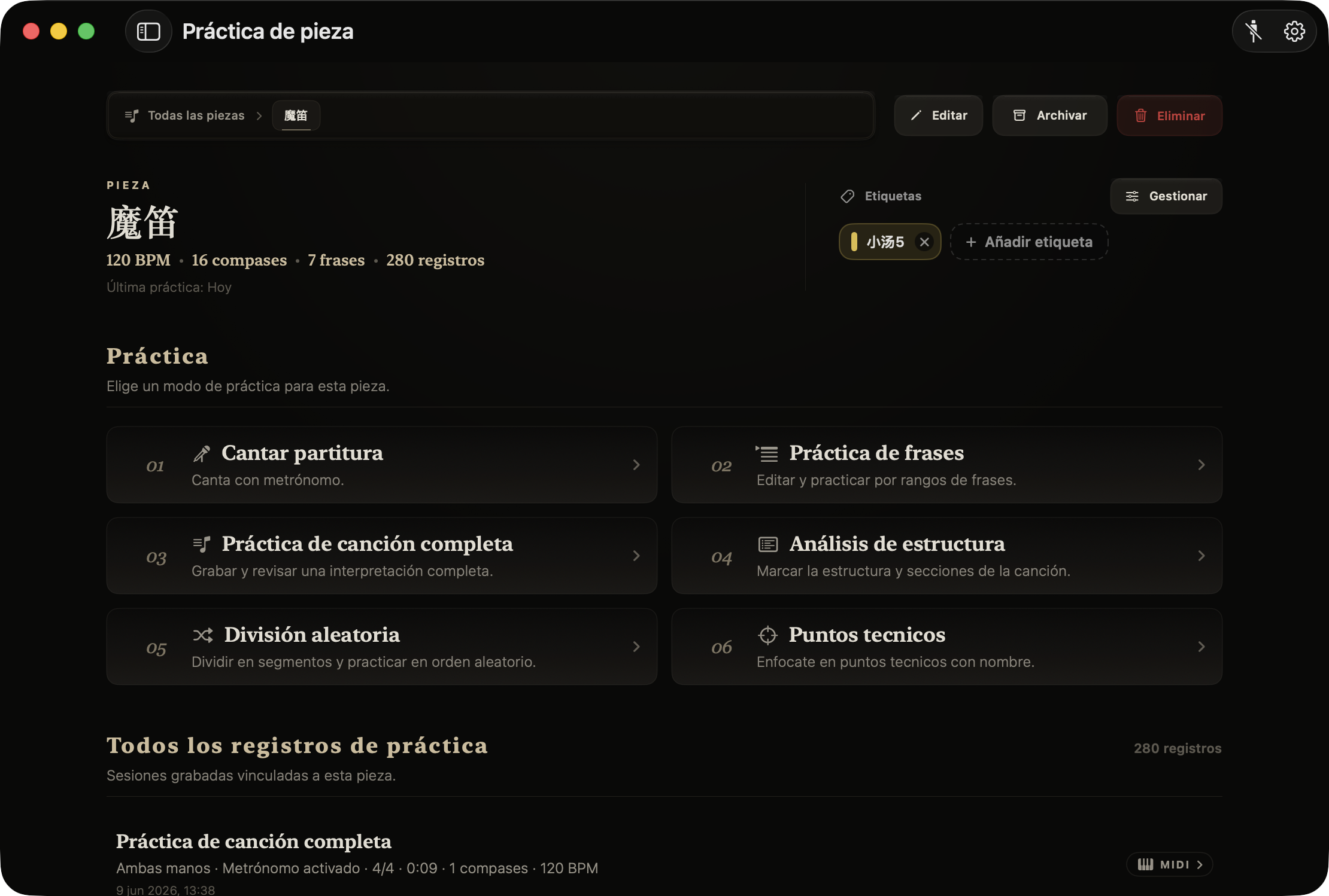 Proceso de práctica científico y eficiente, domina la partitura paso a paso