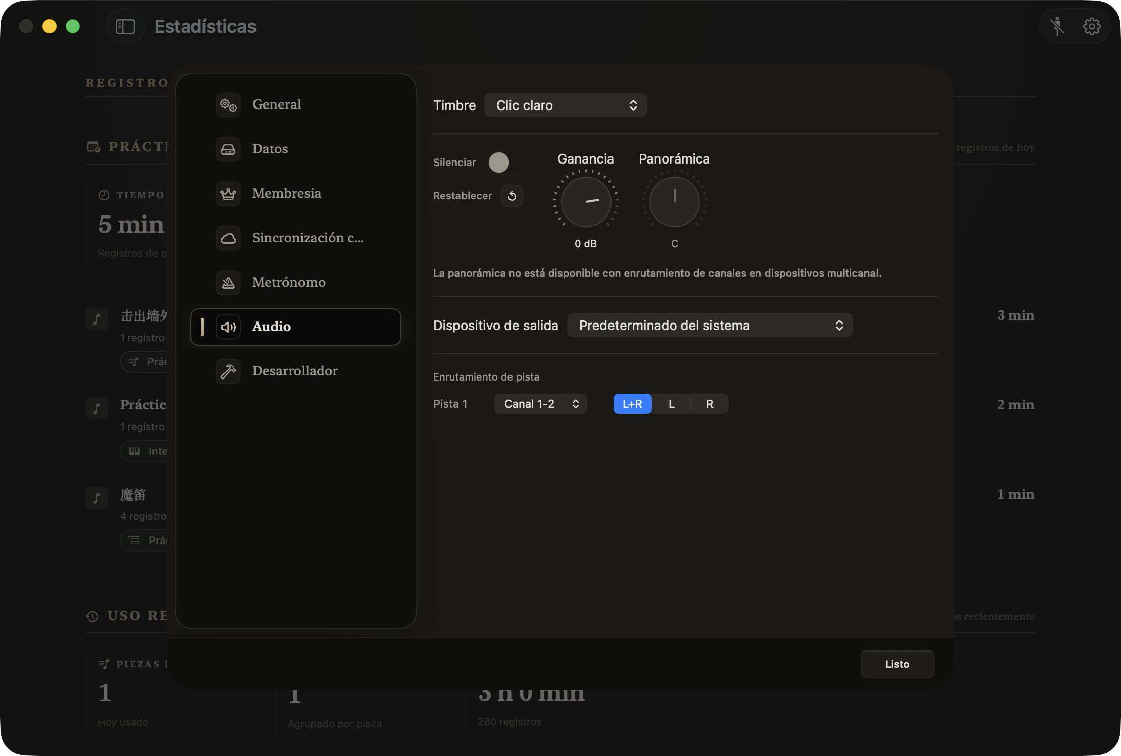 Ajustes de audio enriquecidos, crea una experiencia de práctica personalizada