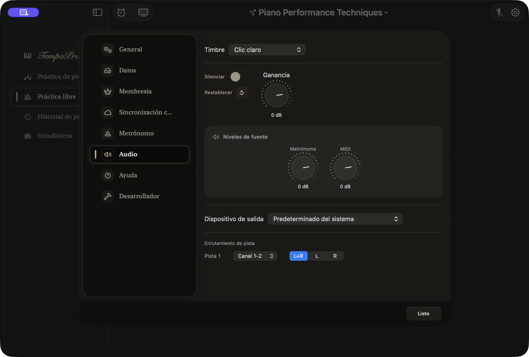 PianoTrace — Audio: Adapta el sonido a tu entorno