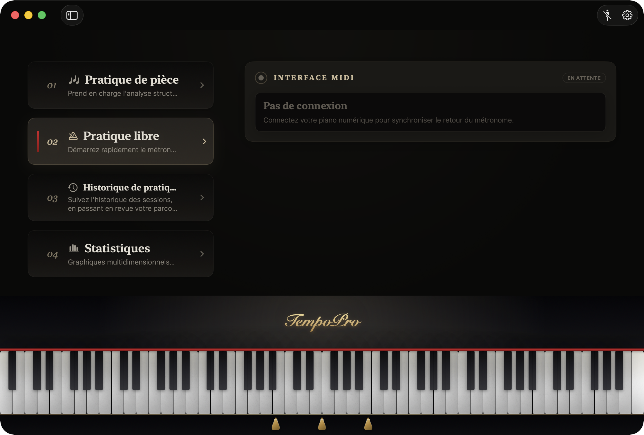 Connectez le MIDI, commencez à pratiquer n'importe quel morceau